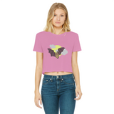 Bat Classic Women's Cropped Raw Edge T-Shirt