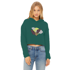 Bat Ladies Cropped Raw Edge Hoodie