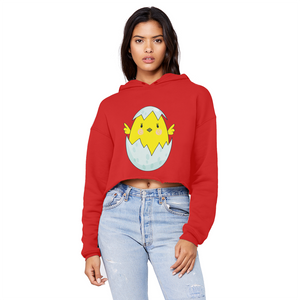 Easter Chicken Unisex Cropped Raw Edge Boyfriend Hoodie