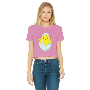 Easter Chicken Classic Women's Cropped Raw Edge T-Shirt