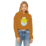 Easter Chicken Ladies Cropped Raw Edge Hoodie