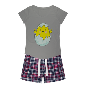 Easter Chicken Girls Sleepy Tee and Flannel Short