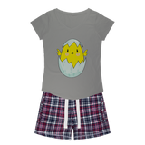 Easter Chicken Girls Sleepy Tee and Flannel Short