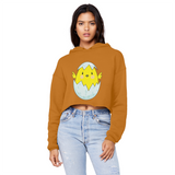 Easter Chicken Unisex Cropped Raw Edge Boyfriend Hoodie