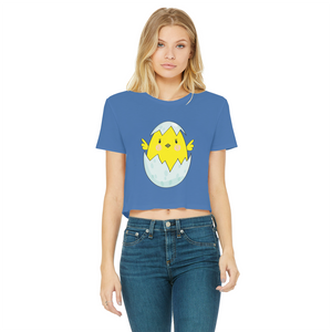 Easter Chicken Classic Women's Cropped Raw Edge T-Shirt