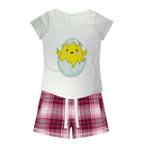 Easter Chicken Girls Sleepy Tee and Flannel Short