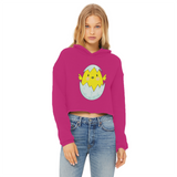 Easter Chicken Ladies Cropped Raw Edge Hoodie