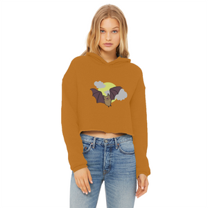 Bat Ladies Cropped Raw Edge Hoodie
