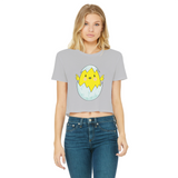 Easter Chicken Classic Women's Cropped Raw Edge T-Shirt