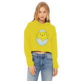 Easter Chicken Ladies Cropped Raw Edge Hoodie