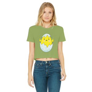 Easter Chicken Classic Women's Cropped Raw Edge T-Shirt