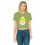 Easter Chicken Classic Women's Cropped Raw Edge T-Shirt