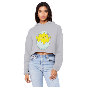 Easter Chicken Unisex Cropped Raw Edge Boyfriend Hoodie