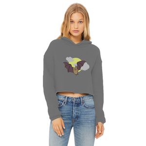Bat Ladies Cropped Raw Edge Hoodie