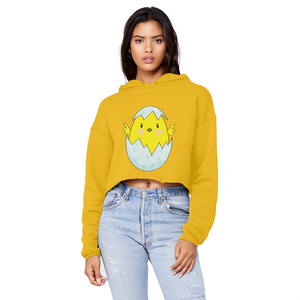 Easter Chicken Unisex Cropped Raw Edge Boyfriend Hoodie