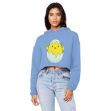 Easter Chicken Unisex Cropped Raw Edge Boyfriend Hoodie