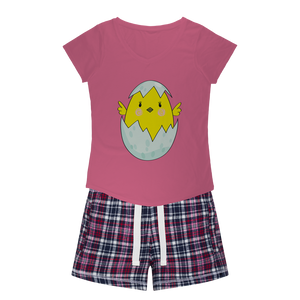 Easter Chicken Girls Sleepy Tee and Flannel Short