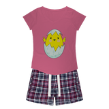 Easter Chicken Girls Sleepy Tee and Flannel Short