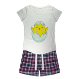 Easter Chicken Girls Sleepy Tee and Flannel Short