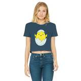 Easter Chicken Classic Women's Cropped Raw Edge T-Shirt