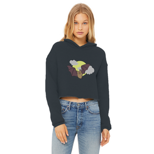 Bat Ladies Cropped Raw Edge Hoodie