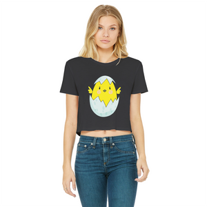 Easter Chicken Classic Women's Cropped Raw Edge T-Shirt