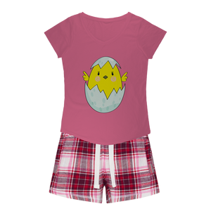 Easter Chicken Girls Sleepy Tee and Flannel Short