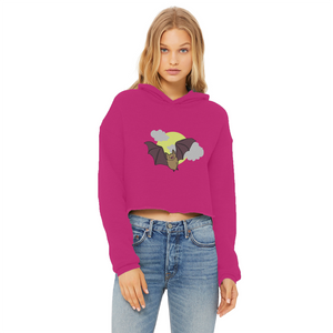 Bat Ladies Cropped Raw Edge Hoodie