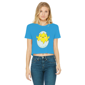 Easter Chicken Classic Women's Cropped Raw Edge T-Shirt