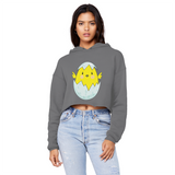 Easter Chicken Unisex Cropped Raw Edge Boyfriend Hoodie