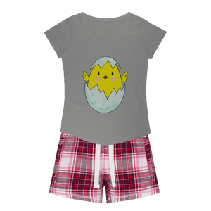 Easter Chicken Girls Sleepy Tee and Flannel Short