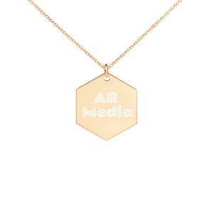 AR Media - Engraved Silver Hexagon Necklace