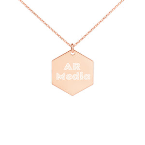 AR Media - Engraved Silver Hexagon Necklace