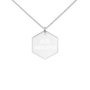 AR Media - Engraved Silver Hexagon Necklace